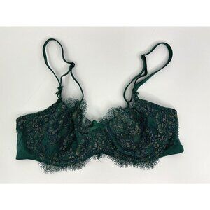 Victoria's Secret Dream Angels Push Up Unpadded Lace Bra Green Gold 34C